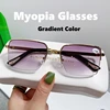 Gradient Finished Myopia Glasses New Trend Square Blue Light Blocking Eyewear Unisex Luxury Frame Near Sight Diopter Eyeglasses 1