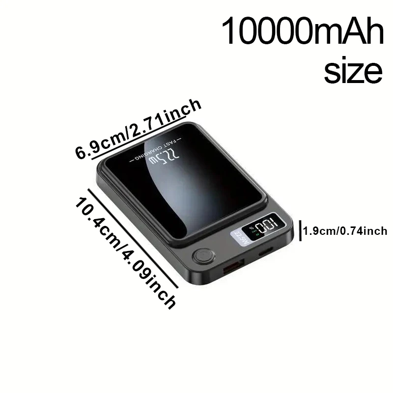 10000 mAh Magnetic Wireless Mobile Power Supply, 22.5W/PD20W Fast Charge For IPhone15/14/13/12&Android Mobile Phones, (USB/Type- 2