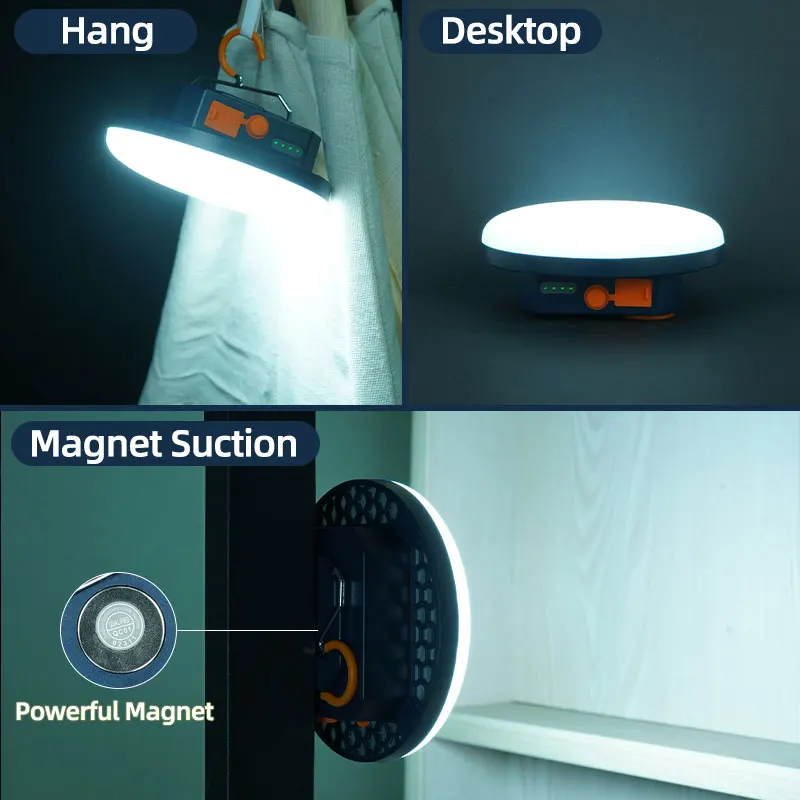 야외 및 비상 상황에 밝음을 더하는 휴대용 충전식 텐트 조명