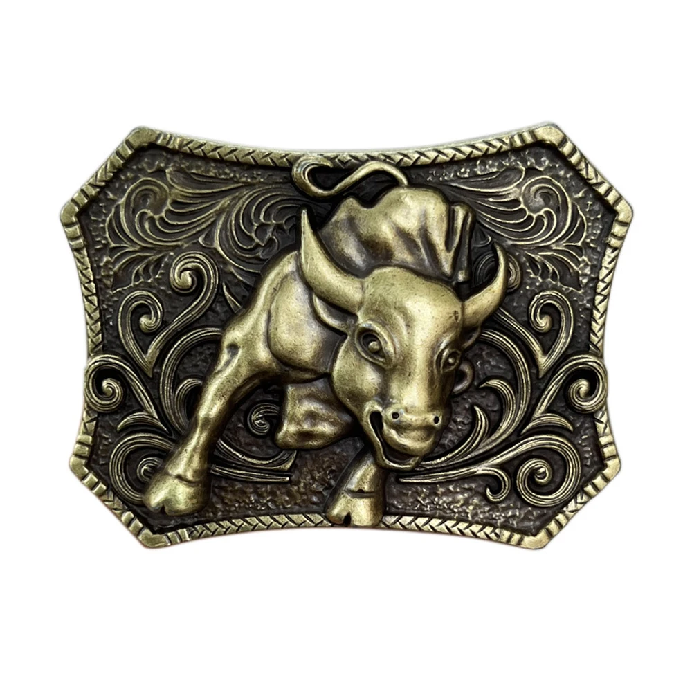 

Western Cowboys Zinc Alloy Metal Tang Grass Pattern Ox Head Men Belt Buckle 3.8cm Hebilla Cinturon Hombre Dropshipping