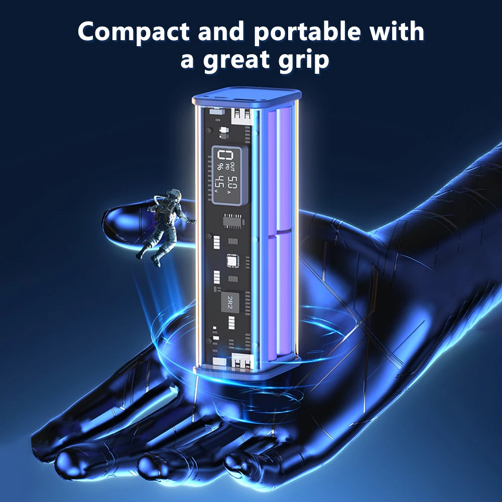 18650 Battery Case No Soldering DIY Mobile Power Transparent Technology Wind Charging Power PD22.5W Fast Charging 4