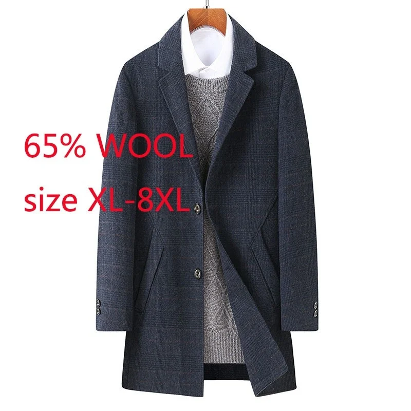 

Autumn New Arrival Fashion Suepr Large And Plaid Wool & Blends Thick Casual Winter Coat Men Overcoat Plus Size XL-7XL8XL