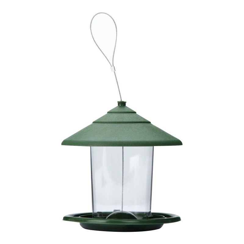 Hanging Wild Bird Feeder with Perch Waterproof Plastic Bird Feeders for Garden Patio Outdoors Gazebo-Shaped Clear Tube