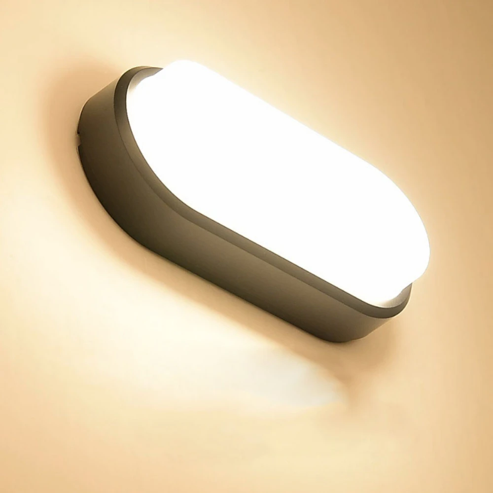 Wall Light 12W 15W Outdoor LED Wall Lamp Garden Porch Surface Mounted Oval Sconce Lighting Bathroom Moistureproof Ceiling Light 110V 220V