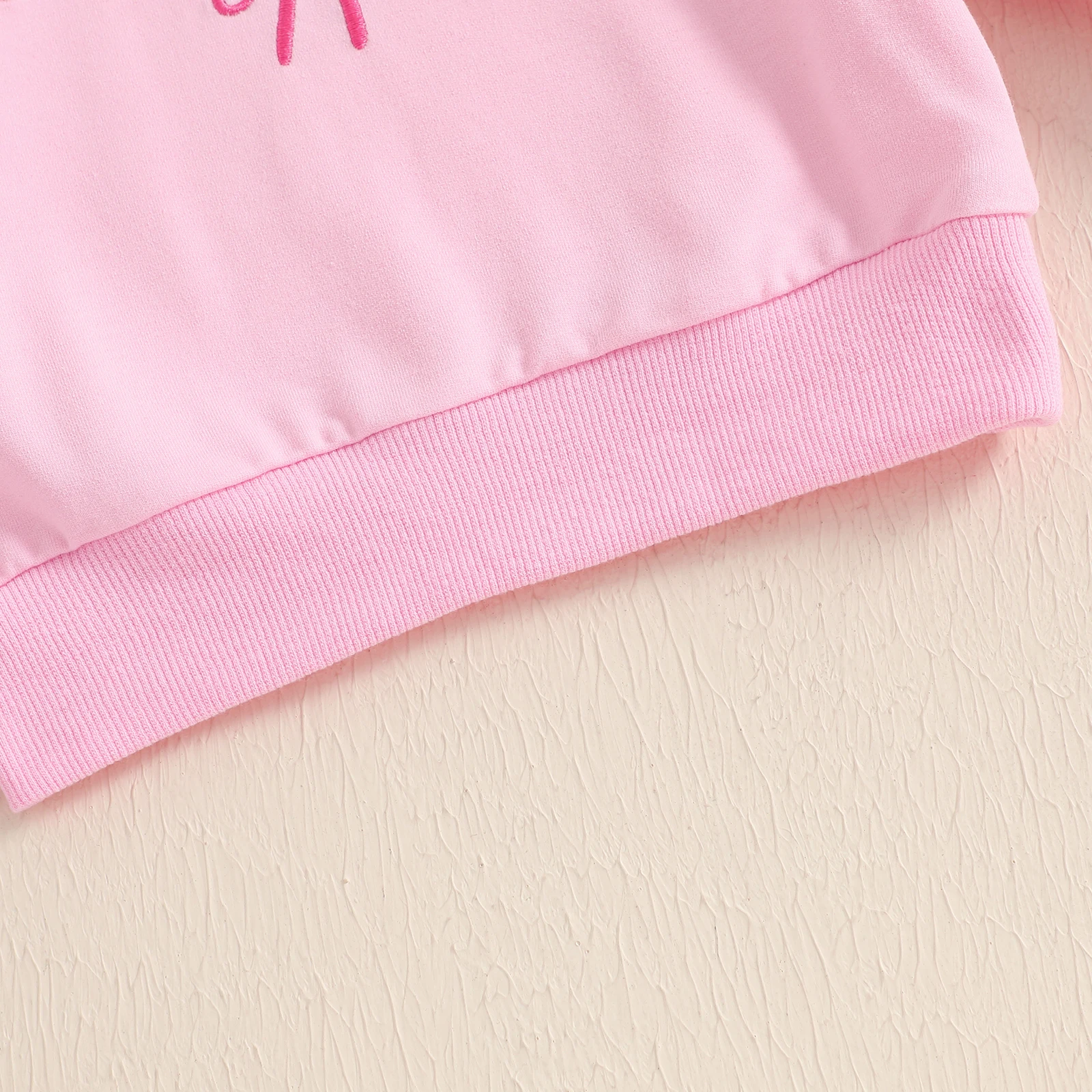 MISOWMNJOY Little Baby Girls Sweatshirts Spring Long Sleeve Toddler Clothes Bowknot Letter Embroidered Children Pullovers Tops