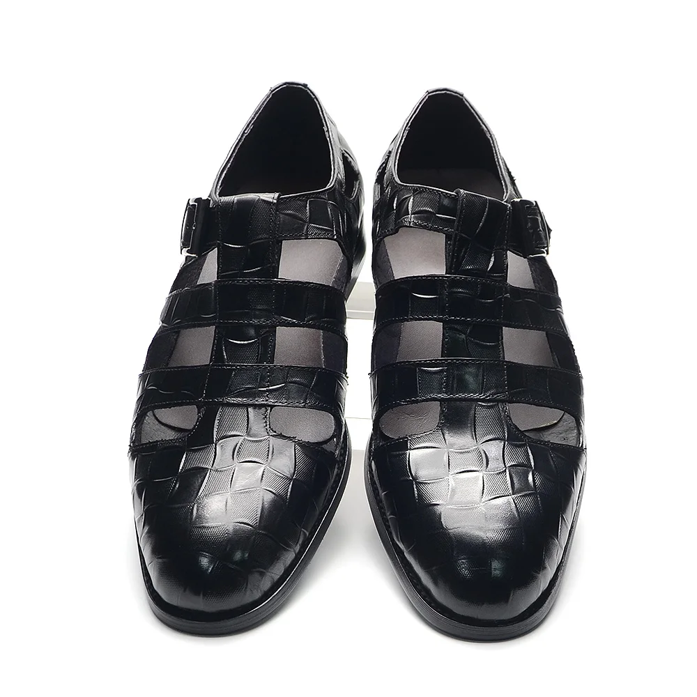 Summer Sandals Leather Sandals Summer Men's Casual Sandals Genuine Leather Fashion Hollow Out Breathable Buckle Strap Business Formal Shoes Middle East Style