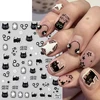 Kawaii Little Black Cat Nail Stickers Cartoon Cute Cat Stars Letters Nail Sliders Y2K Korean Japanese Nail Art Manicure Decors 1