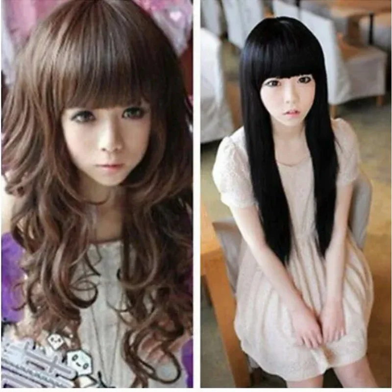 

Hot Korean Fashion Long Curly Cosplay Party Women's Girl Sun Hair Full Wig