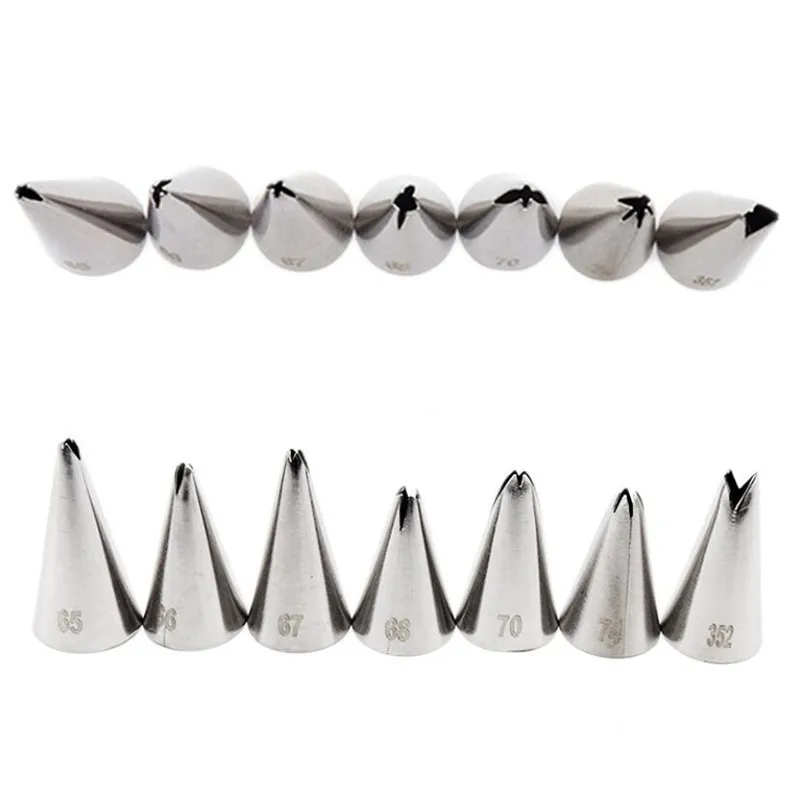 Leaves Cream Metal Tips Stainless Steel Icing Piping Nozzles 7Pcs/set Cake Cream Decorating Cupcake Pastry Tools cake decorating tip set,cake icing nozzles,baking nozzle set,cake decorating nozzle set