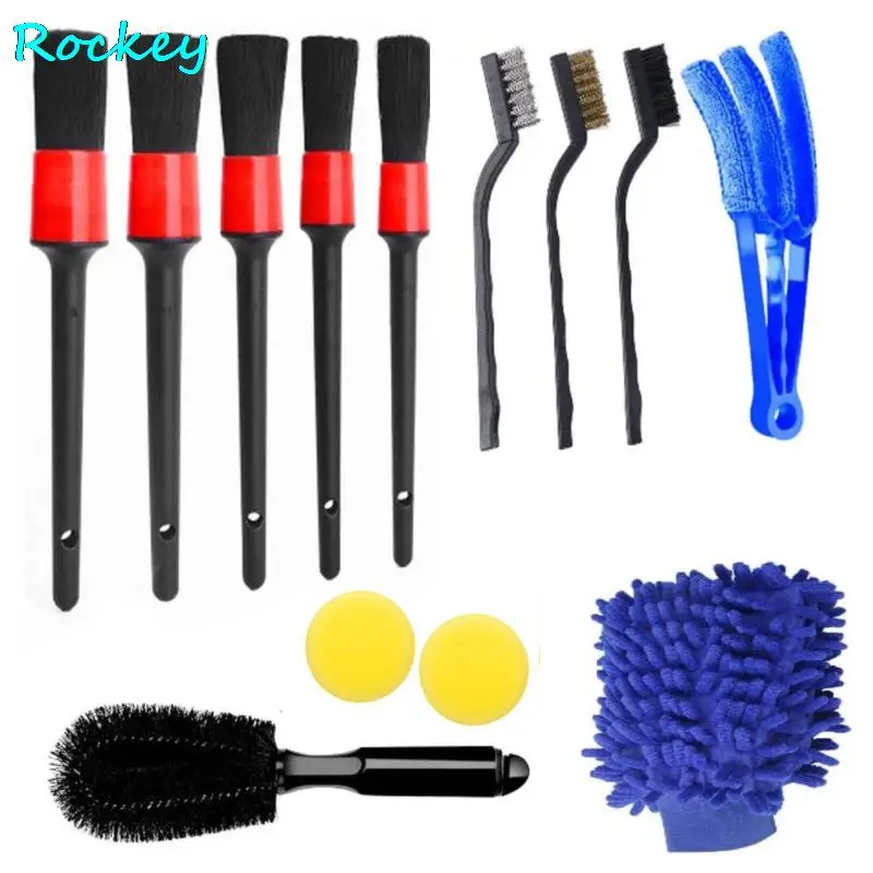 

13pcs Car Cleaning Brush Set Dust Removal Brush Auto Air Vents Clean Tool Car Motorcycle Interior Exterior Clean Detailing Kit
