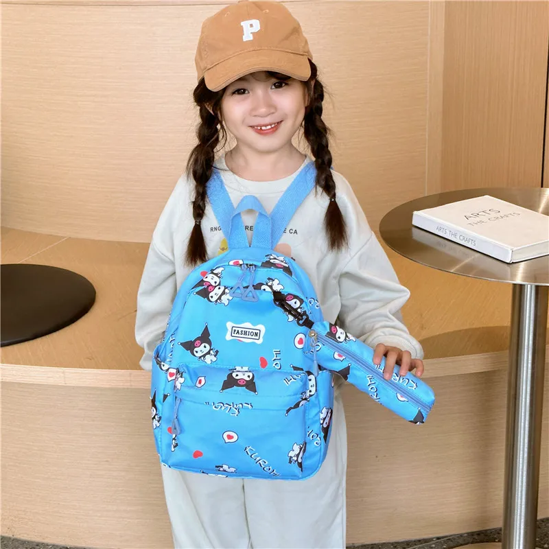 

Sanrio Hellokitty Schoolbag Kuromi Kindergarten High Capacity Anime Backpack Students School Supplies Pencil Case Bag Gift