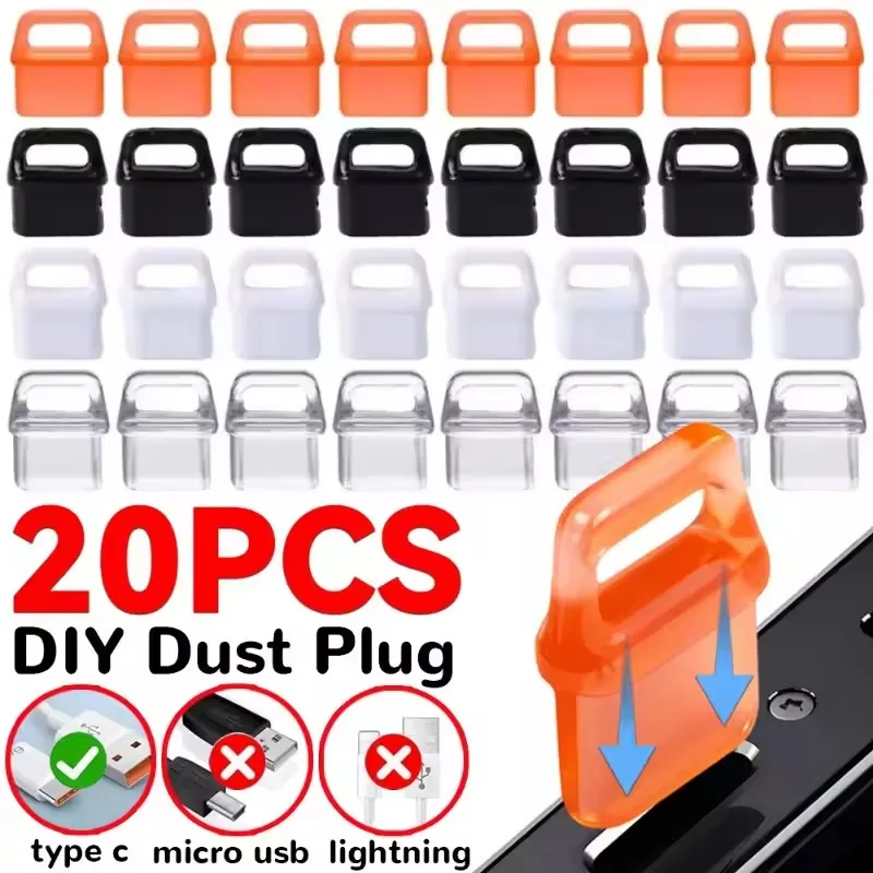 Universal Type C Dust Plug Stopper Cap with Pendant Hole - Anti-Dust Protector Cover