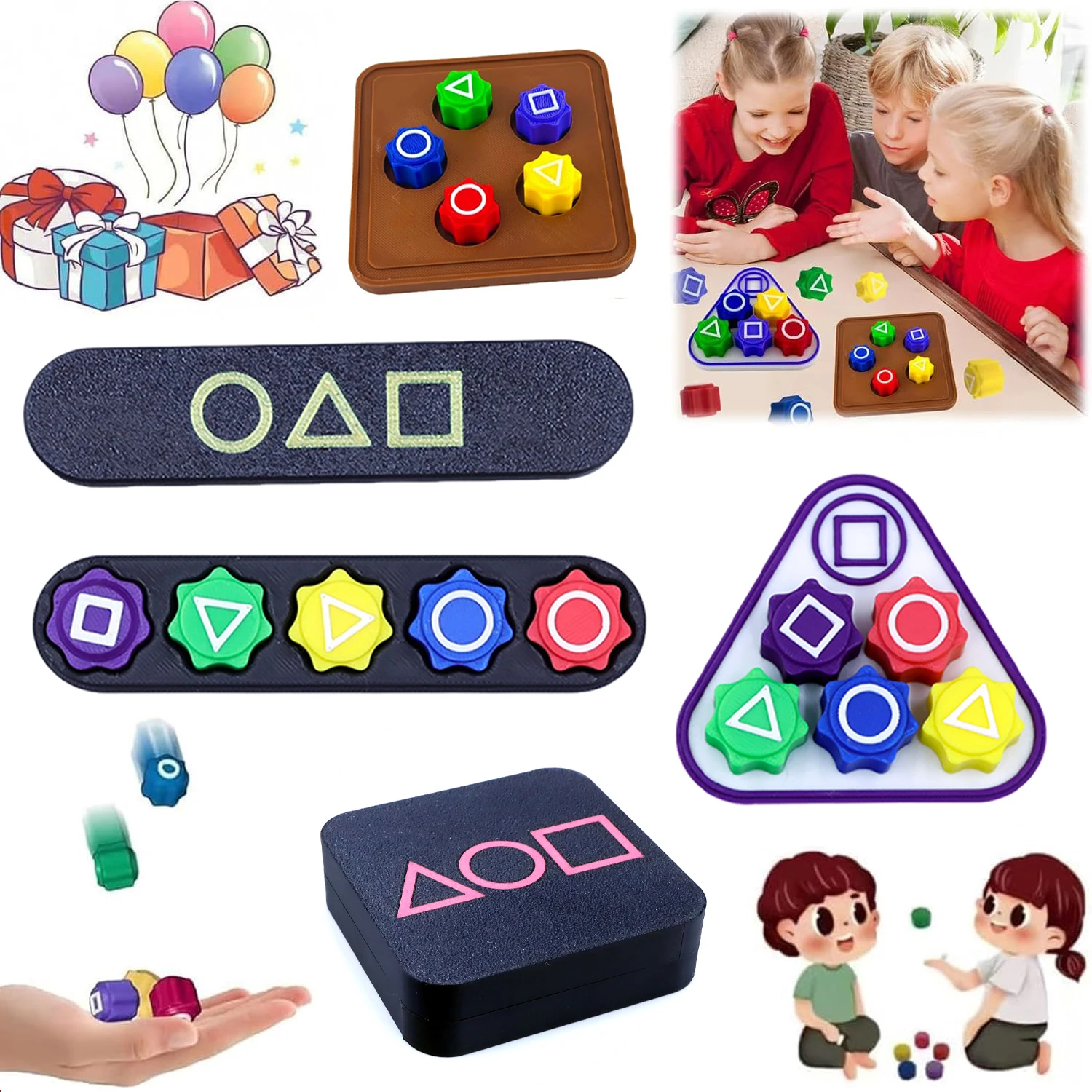 Korean Folk Game Sets Dice Party Game Props Square Circle Triangle Family Stone Catching Props Gonggi Jack Set for Kids Korean Tossing Game
