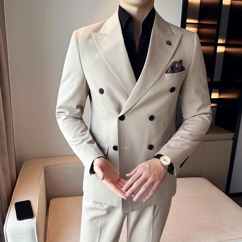 

NA438-Slim Fit Stylish Solid Color Groom Suit