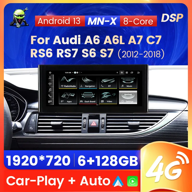 

10.25" Android 13 Car Multimedia Player For Audi A6 A6L A7 C7 RS6 RS7 S6 S7 2012-2018 GPS Auto Radio Carplay Navigation Stereo