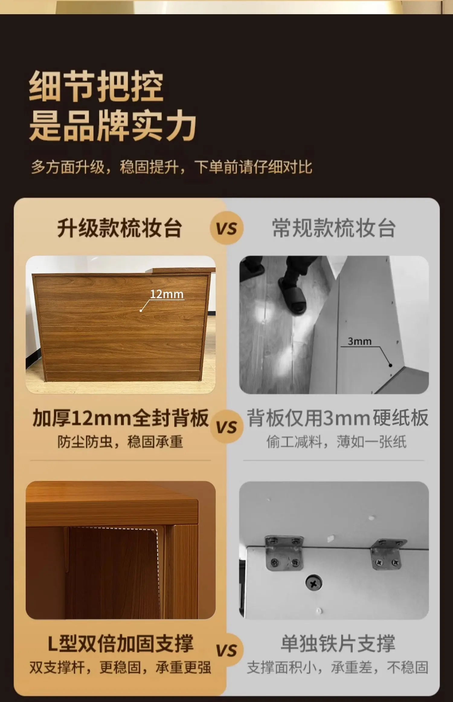Description Picture 2 of itemLuxury Led Light Dressing Table Organizer Wood Mirror Storage Dressing Table Drawer European Tocadores De Maquillaje Furniture