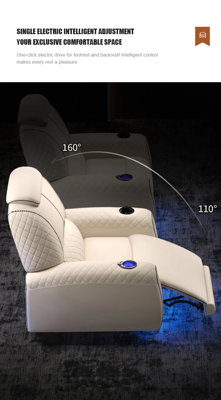 Hot Sales Luxury Custom Multi-Functional Home Theater Electric Sofa Chair Recliner Leather LED Massage for Couples Excellent for