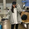 Women Korean Style Hoodies Zip-up Harajuku Oversized Solid Pocket Hooded Sweatshirts Autumn Long Sleeve Loose Baseball Jacket 4