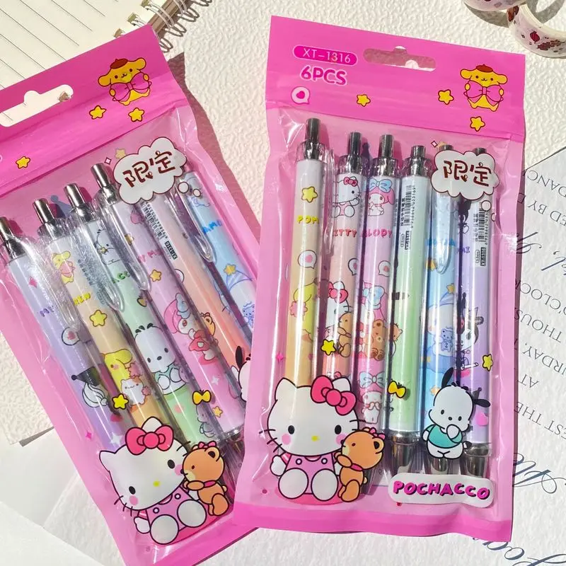 

Новинка, гелевая ручка Sanrio, 12 шт., цвет черный, 0,5 мм