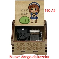Anime CLANNAD Home Office Decoration Ornament Dango Daikazoku Black Wooden Music Box Metal Automatic Movement 2