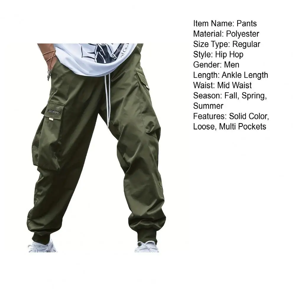 Description Picture 5 of itemMen Cargo Trousers Stylish Men's Cargo Pants with Multiple Pockets Elastic Waistband Drawstring Closure for Comfortable Casual