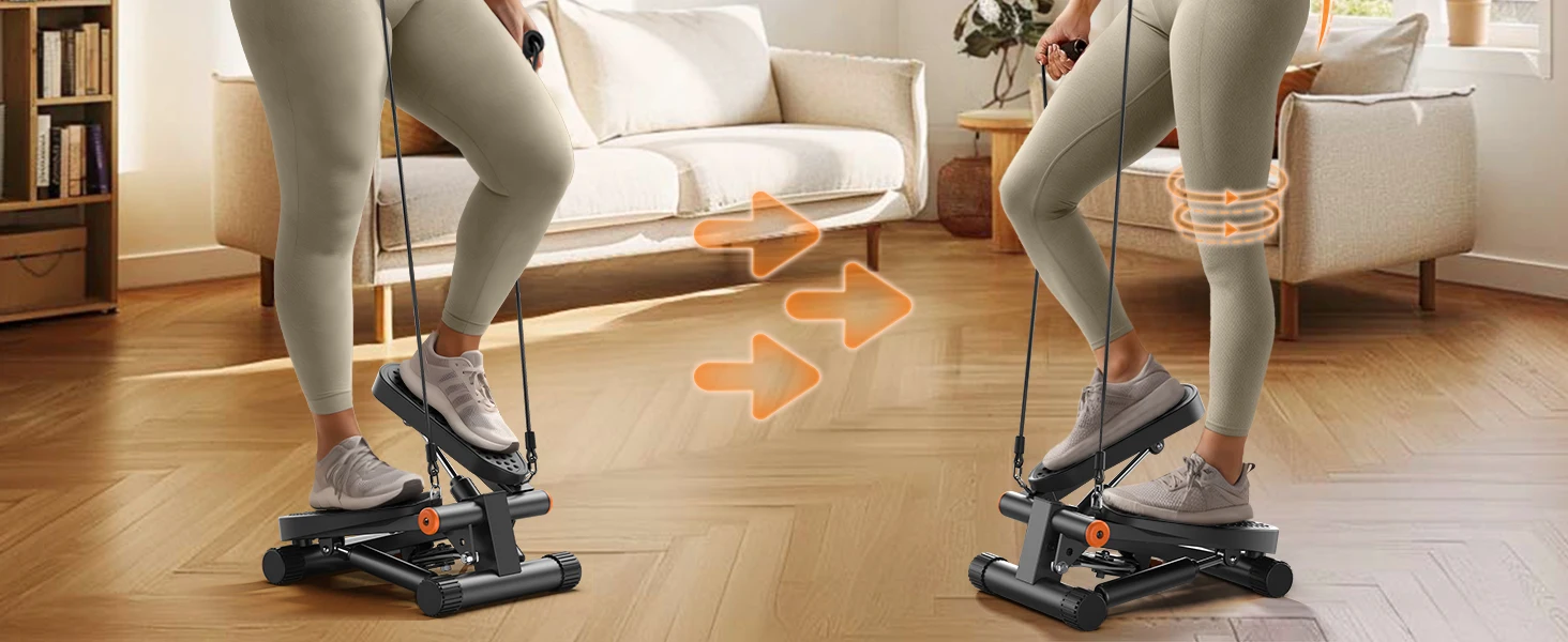 Description Picture 5 of itemSteppers for Exercise, Stair Stepper with Resistance Bands, Mini Stepper with 300LBS Loading Capacity, Hydraulic Fitness