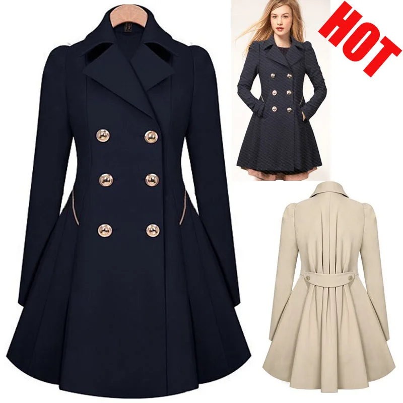 Casaco trespassado duplo para mulheres, Jaqueta de mangas compridas, Seção longa de cor pura, Trench Coat fino, Coreano Slim, Comprimento da cintura