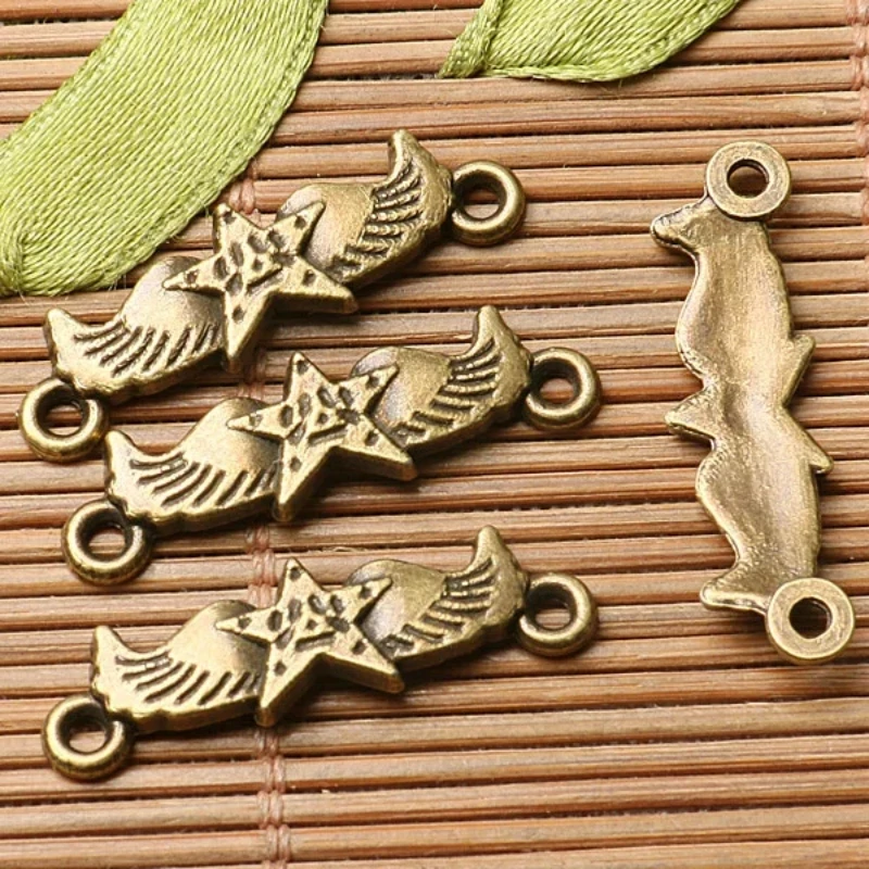 

20pcs antiqued bronze color wing star connector for jewerly making EF2789