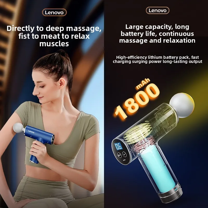 Genuine Lenovo Fascia Gun Brushless Motor Professional 6heads Massager Suitable for Deep Muscle Relaxation Relieve Fatigue Gifts