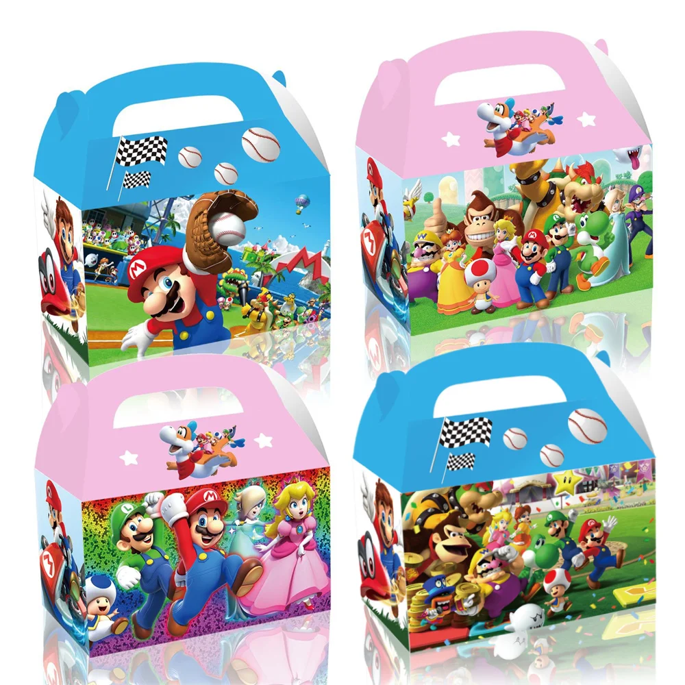 12 Pz/Pacco Super Mario Brother Scatole Regalo A Tema Decorazioni Per Feste Per Bambini Baby Shower Paper Candy Bag Game Mario Forniture Per Feste Di 