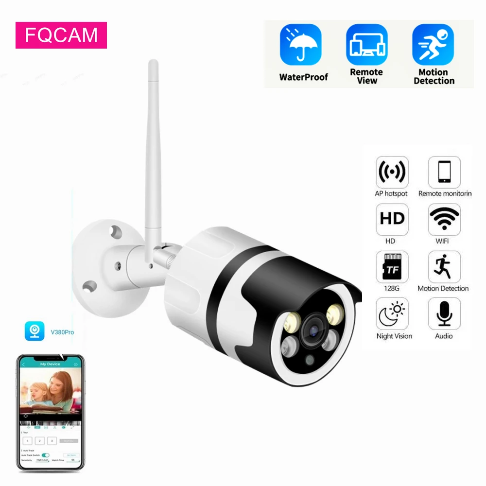 

3MP Waterproof V380 Pro WIFI Bullet Surveillance Camera Two Way Audio Outdoor Security 3MP Wireless Camera Dual Led Night Vision