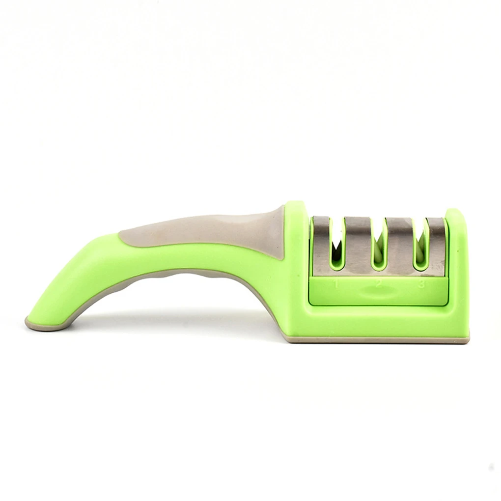 green Knife Sharpener 3 Stages Tungsten Diamond Ceramic Steel Whetstone