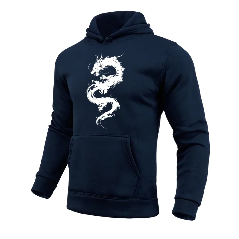 Men's Chinese Dragon Printed Hooded Sweatshirt