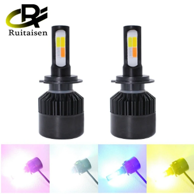 H4 LED Bulb LED Headlight H1 H7 H8 H11 HB3 HB4 60W Lights 4 Color flash Auto Lamp Car Automobiles Head lamp 12V 24V 2pcs