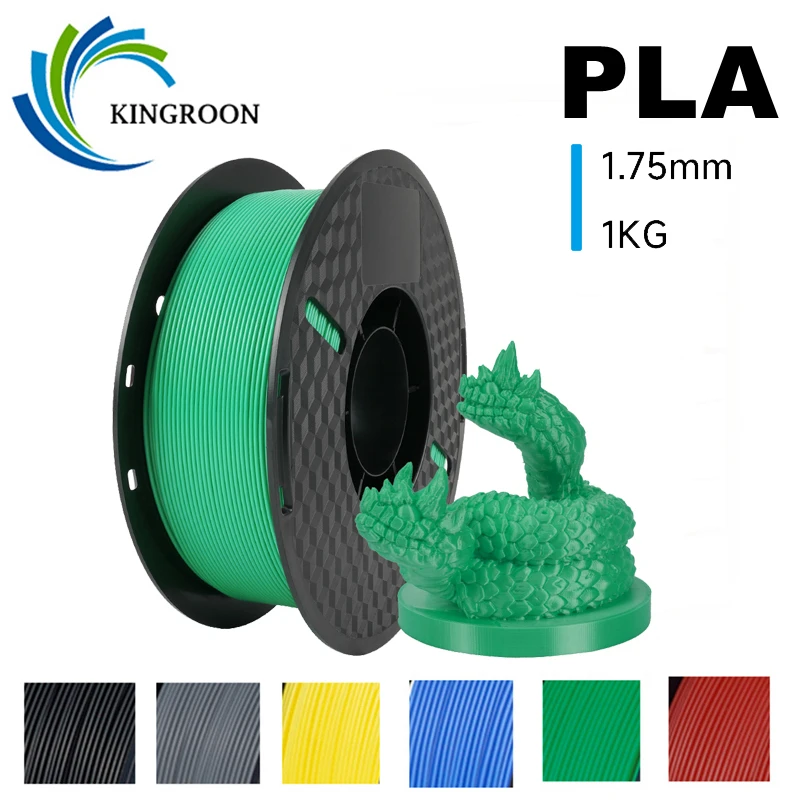 Filamento Pla Printer 1kg 175 mm Material de Impressão Degradável Ecológico Padrão Plástico Rolos Alta Qualidade Kingroon3d