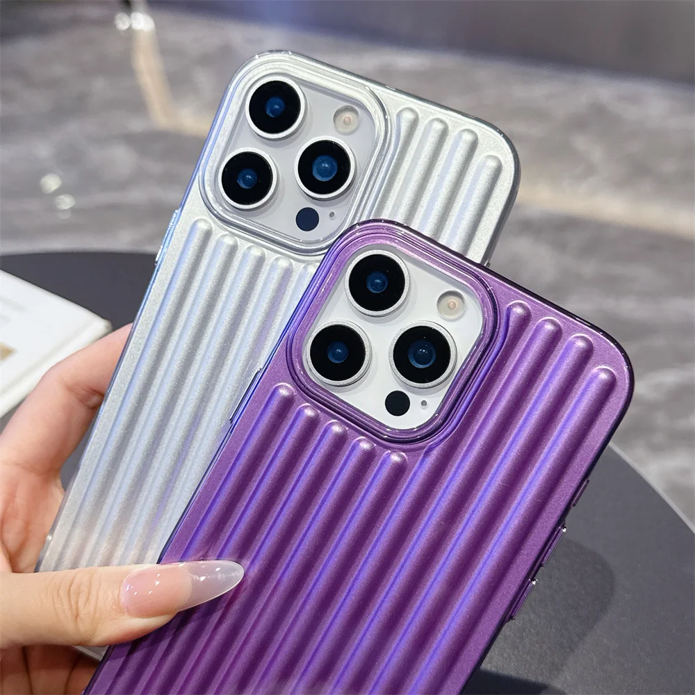 Luxury Corrugated Metallic Paint Matte Case For iPhone 17 Air 16 15 14 13 12 11 Pro Max Plus 16E Soft TPU Shockproof Back Cover 3