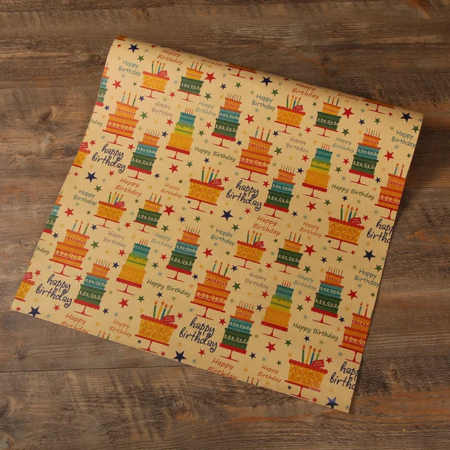 2Pcs/Set 50*70cm Thickened kraft wrapping paper birthday gift wrapping