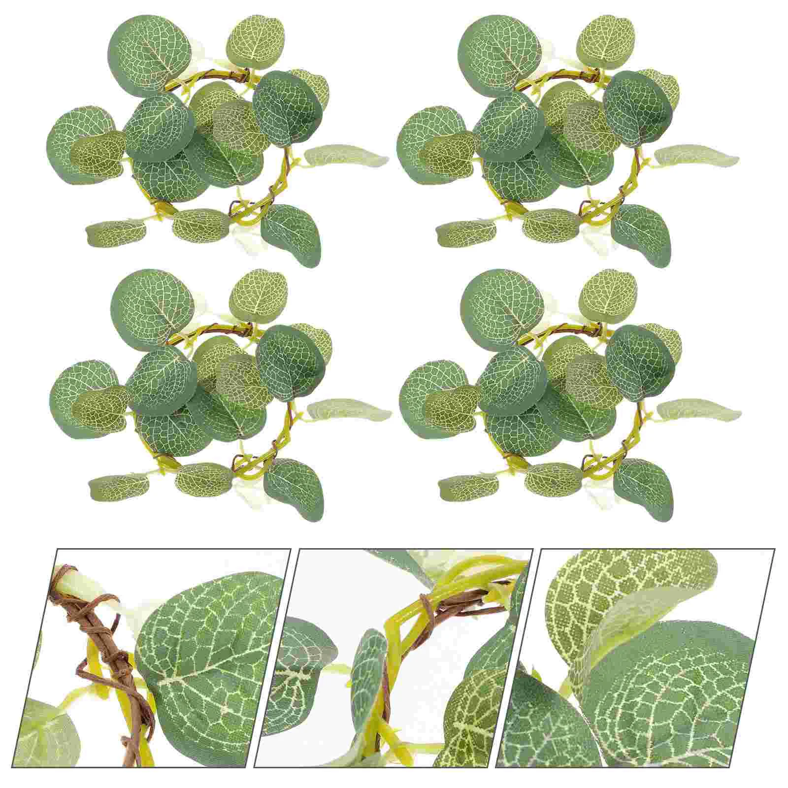 

4pcs Wedding Eucalyptus Ring Artificial Eucalyptus Leaves Wreaths Ring Wreath