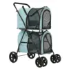 4-in-1 Double Pet Stroller for Dogs and Cats, 2 Detachable Carriers, 4 Lockable Wheels Cat Strollers for 2 Cats, Collapsible 1