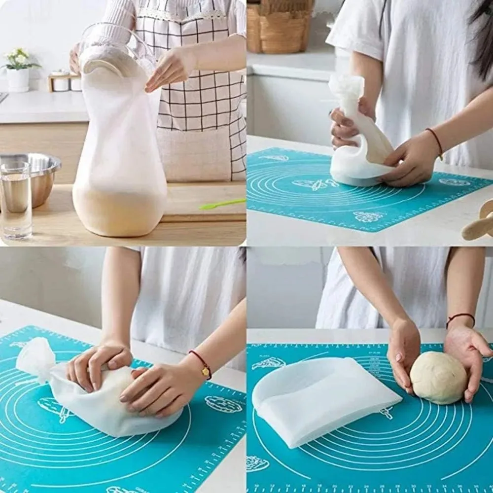 Kneading Dough Bag Silicone Versatile Dough Mixer for Bread Pastry Pizza & Tortilla Non-Toxic Multifunctional Cooking Tool,dough mixer,dough kneading bag,bread baking tools,pasta making tools