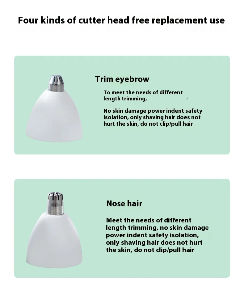 Portable 4-in-1 Women's Electric Hair Removal Device, Multi-functional Electric Hair Removal Set, Includes Four Blades