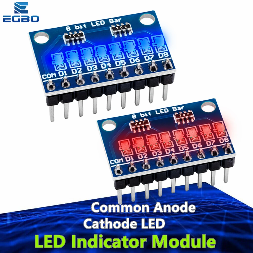 3.3v 5v 8 Bit Blue / Red Common Anode / Cathode Led Indicator Module ...