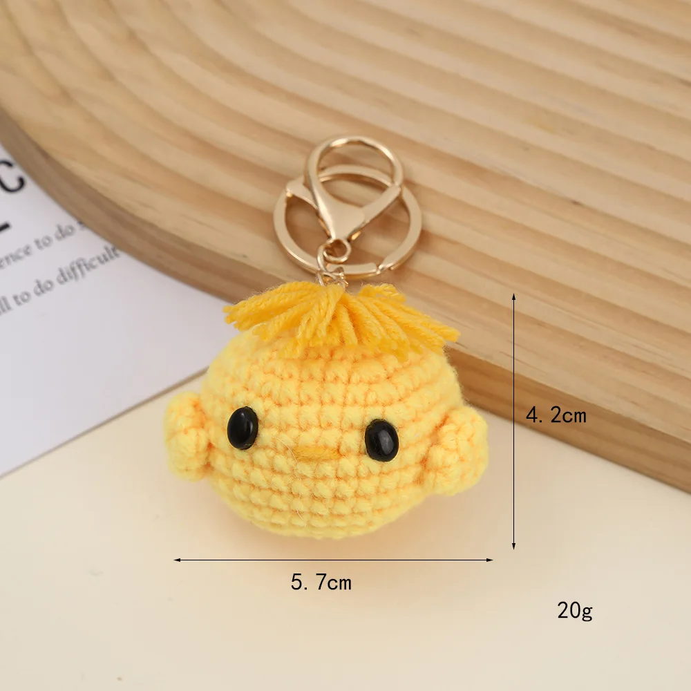 Niedlicher gehäkelter Tier-Anhänger, handgewebte Puppe, Schlüsselanhänger, gestrickt, Kaninchen-Frosch-Anhänger, Tasche, Dekor, Geschenk – Detail 8