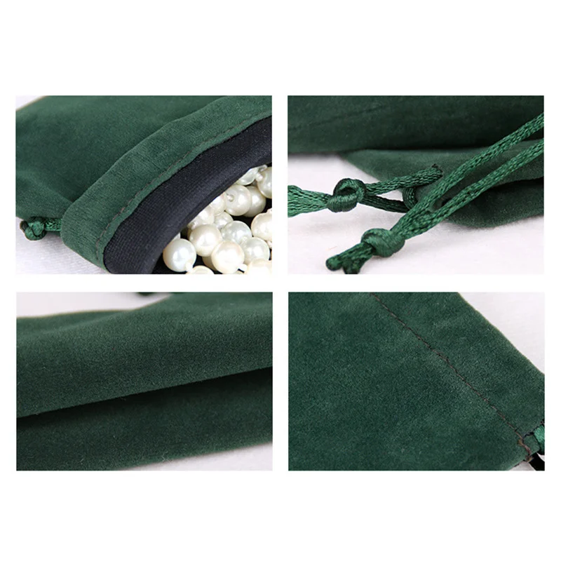 Lot De 24 Sacs Cadeaux En Velours Avec Cordon - 8x10 Cm - Idéal Pour Mariage, Noël, Bijoux (vert Foncé)