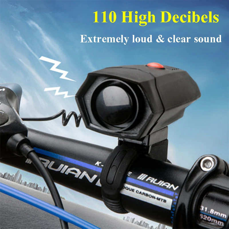 

110 High Decibel Bicycle Electronic Bell Mountain Bike Horn Ultra-loud Cycling Horns Handlebar Ring Bell Safety Ride Equipment