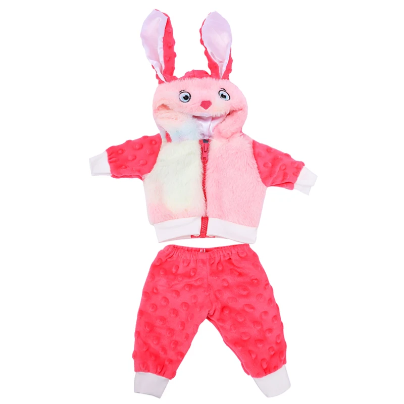 38cm doll clothes for 43cm Bebe doll boy clothes pants blue elephant set for 17" doll fur pajama