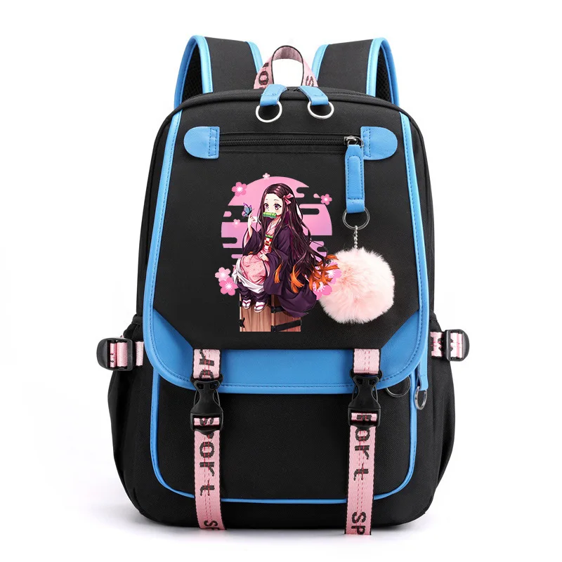 Anime Demon Slayer Backpack Kawaii School Bags Girls Boy Manga Cartoon Large Capacity Bookbag for Teenager USB Charging Backpack 6