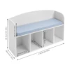 White PVC, Cloth, Sponge Kids Bookshelf with Reading Nook, Bookshelf with Soft Cushion, Storage Bench with Book Rack 6