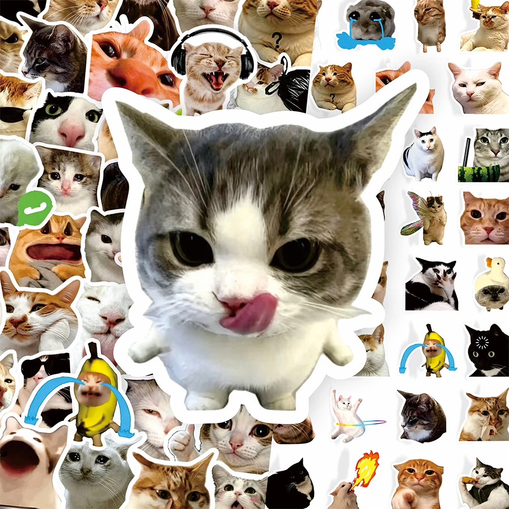 100 Stück Lustige Katzen-Meme Cartoon-Aufkleber DIY Laptops Wasserflaschen Handy Niedliche Tier Wasserdichte Graffiti-Aufkleber Spielzeug Geschenk