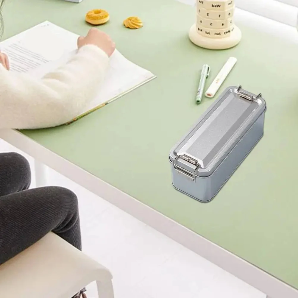 1X Tinplate Box Metal Storage Tins Tea Container Rectangular W/ Lids Cookie Candy Pill Cases Money Contain Mini Tin Storage Box